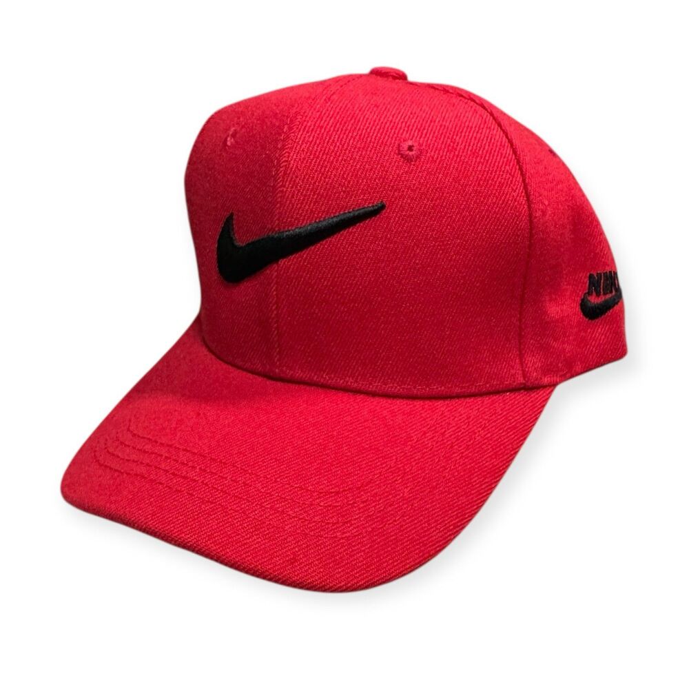 Nike Red Adjustable Hat Black Logo Cap Unisex